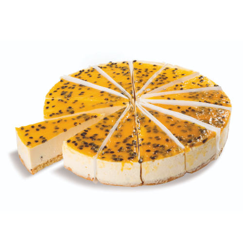 10" Passionfruit Cream Cheesecake - Pre Cut 14 piece Round